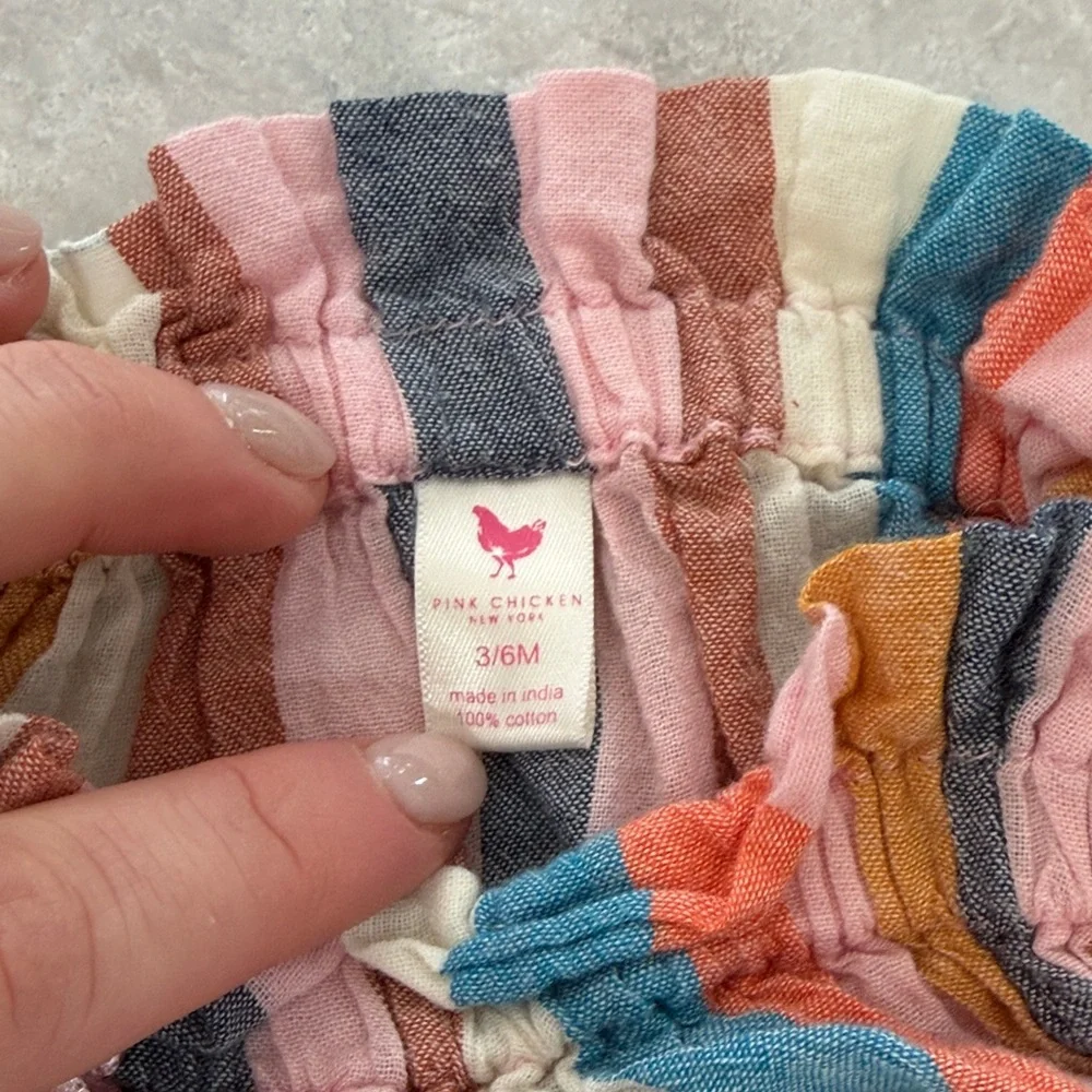 Pink Chicken Colorful Striped Diaper Cover